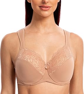 MELENECA - Full Cup Bra with Lace Underwire for Women