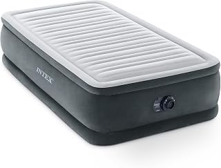 Intex Dura-Beam Deluxe 18" Twin Size Air Mattress with Built-in Pump | 64411ED - Comfort-Plush Portable Inflatable Bed for Camping, Travel & Guests