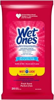 Wet Ones Antibacterial Hand Wipes, Fresh Scent, Wet Wipes, 20 Count (Pack of 10)