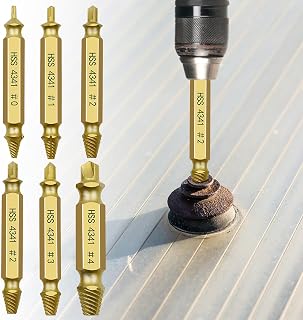 6PCS Damaged Screw Extractor Tools Sets, Stripped Screws Nuts & Bolts Drill Bit Tools for Easy Removal(Golden)