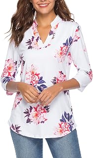 CEASIKERY Women's V-Neck Tunic Blouse Casual Shirt