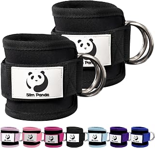 Slim Panda Ankle Straps for Cable Machine Kickbacks | Thick neoprene dual-D cuffs for glute kickbacks, hip work, and leg curls on home or gym cable stacks—not ankle weights.
