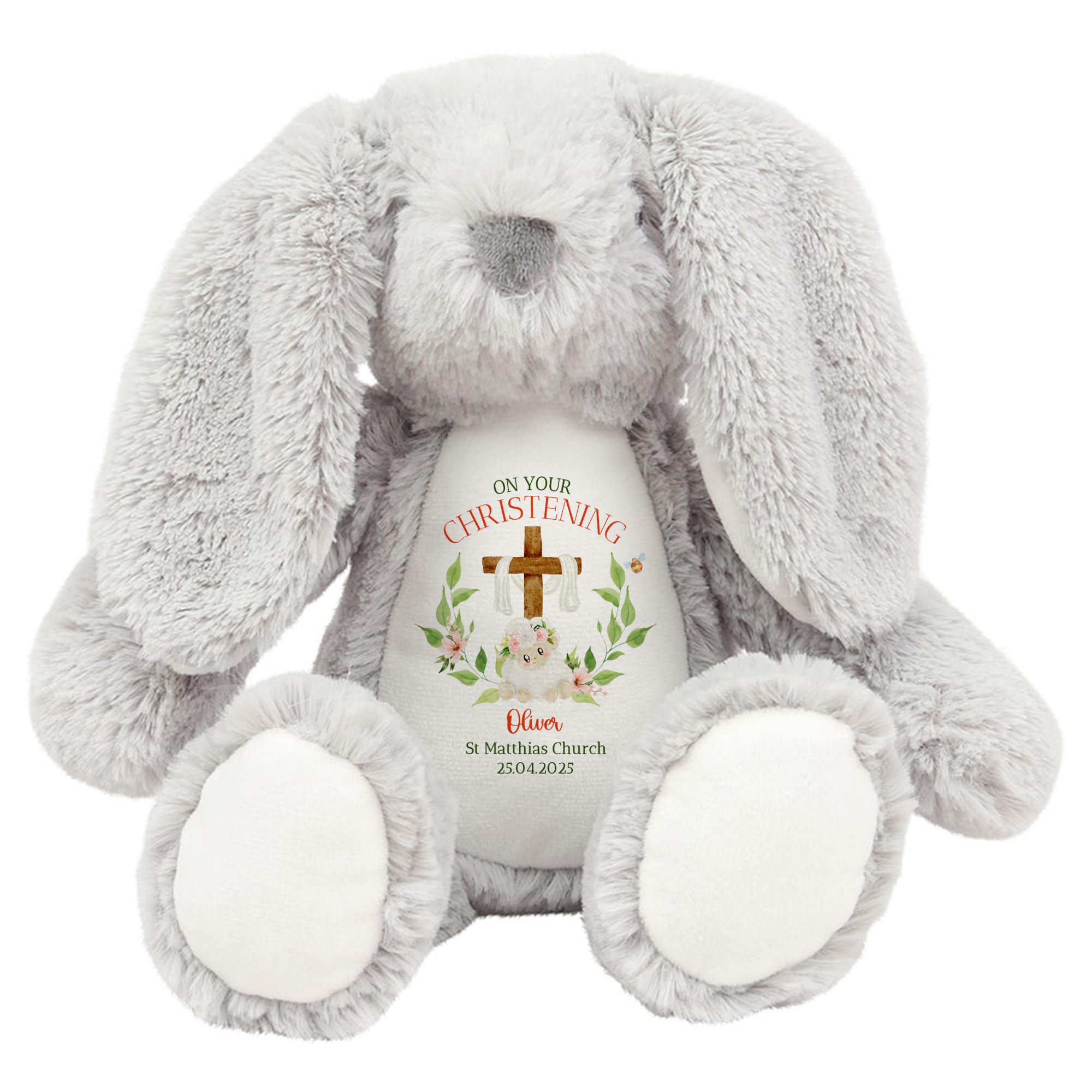 Christened Toy with cute elephant Name Church Personalised Christening Gift Plus