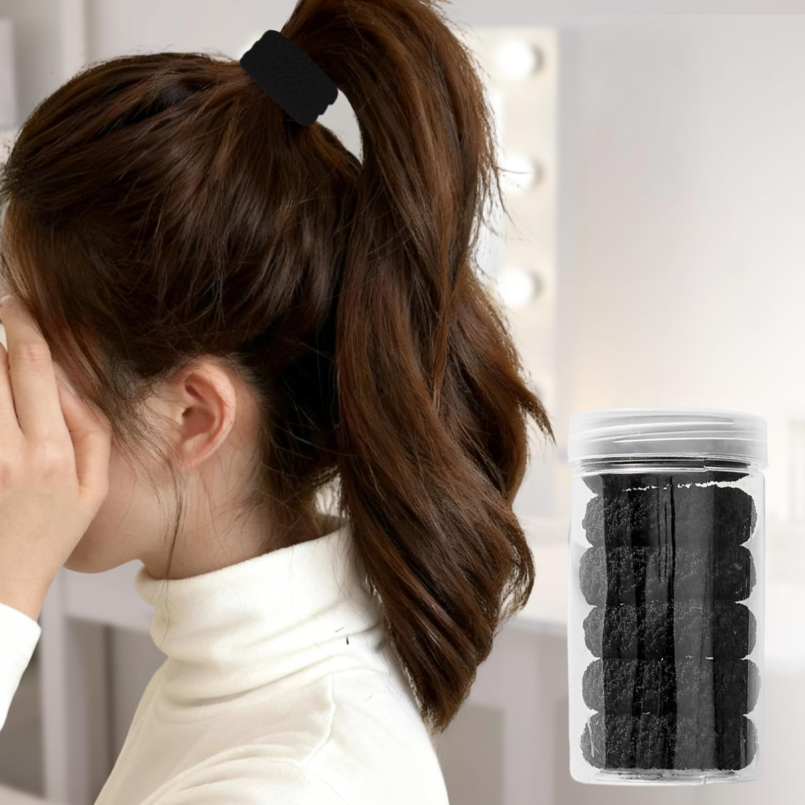 Hair Elastics Thick Hair Bands 6 Pack for Women Men Ponytail Holder Elastic Band