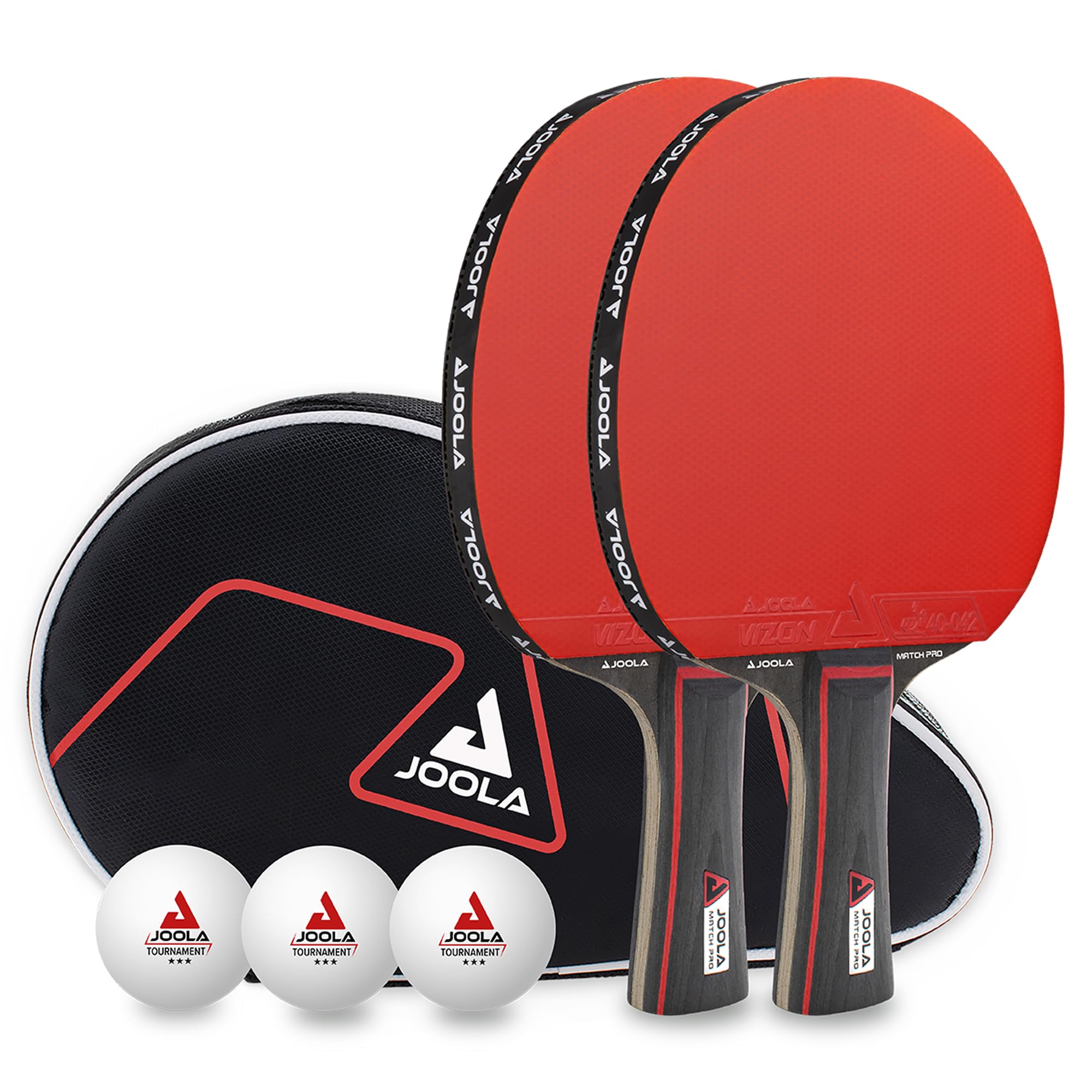 JOOLA Duo Table Tennis Set, 2 Bats and 3 Balls, Multiple Designs, 6 Piece | Comp