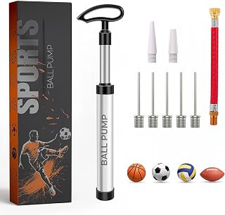 Active 100 Ball Pump with Needle - Football Pump with Nozzle & Extension Hose, for Basketball, Rugby Ball, Durable Aluminium-alloy Tube, Ergonomic Design, Fast Air Inflator