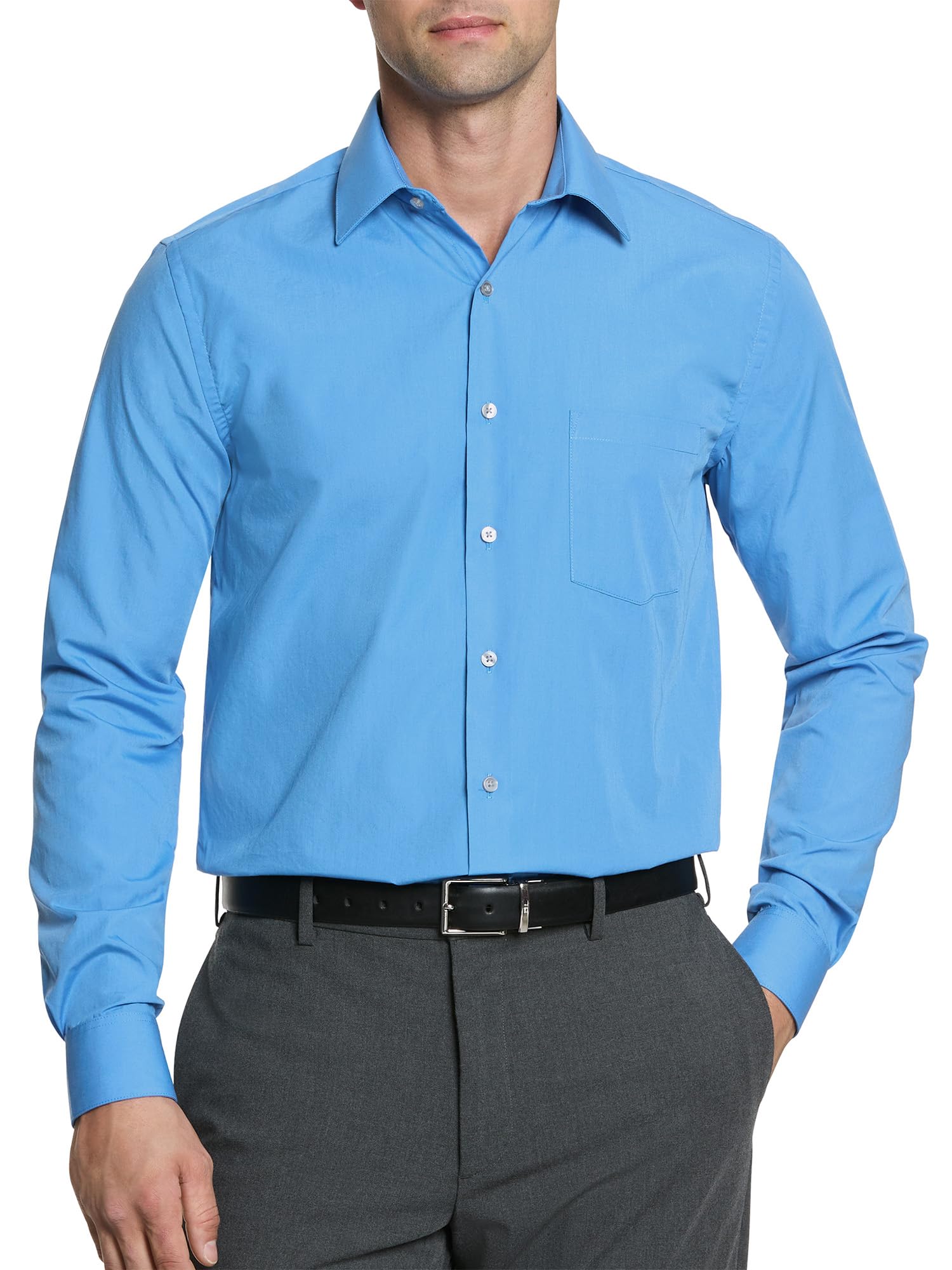 Van Heusen Poplin Regular Fit Solid Point Collar Dress Shirt Elegant Men's Shirt