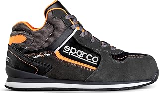 Sparco - Gymkhana - ESD S1PS SR FO HRO - Lightweight safety shoes - Metal-free - Heat-resistant non-slip sole (HRO) - Safety shoes Sneakers Style, Dark grey and orange, 36 EU