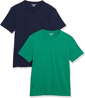 Amazon Essentials Men's Short-Sleeved, Round Neck Slim Fit T-Shirt, Pack of 2