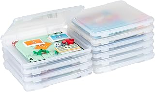 IRIS USA Board Game Storage |Made in USA| Slim Craft Case (10-Pack) - Clear | Fits 8.5" x 11" & A4 Paper, Organizers with Built-In Handle & Snap-Tight Lids, Containers for Puzzles, Art & Scrapbooking