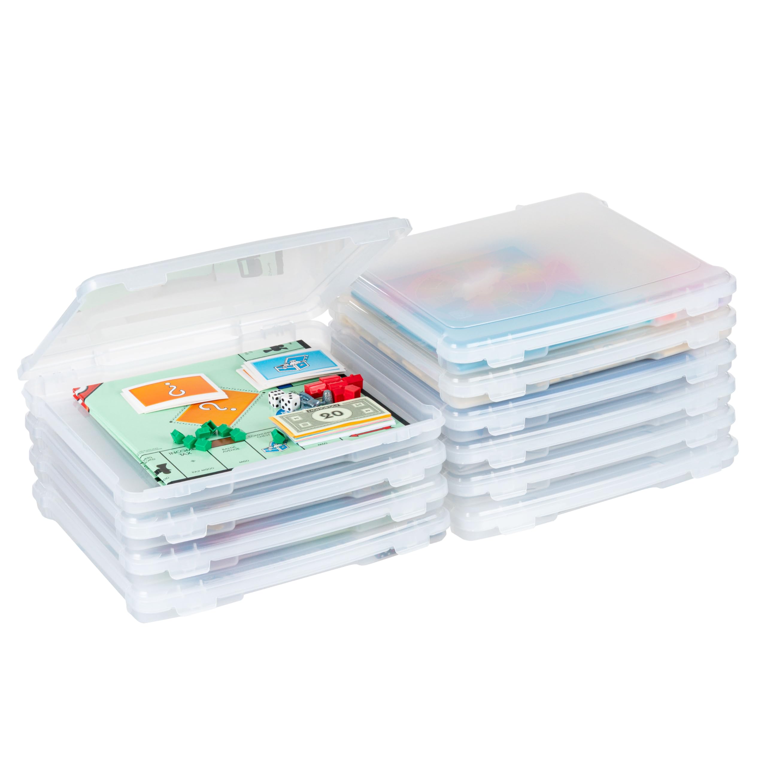 IRIS USA Board Game Storage |Made in USA| Slim Craft Case (10-Pack) - Clear | Fi