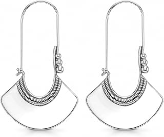 LeCalla 925 Sterling Silver Hammered Earrings for Women | Classic Handmade Textured Hammered Drop Dangle Earring Jewelry Gifts for Birthday Wedding Christmas