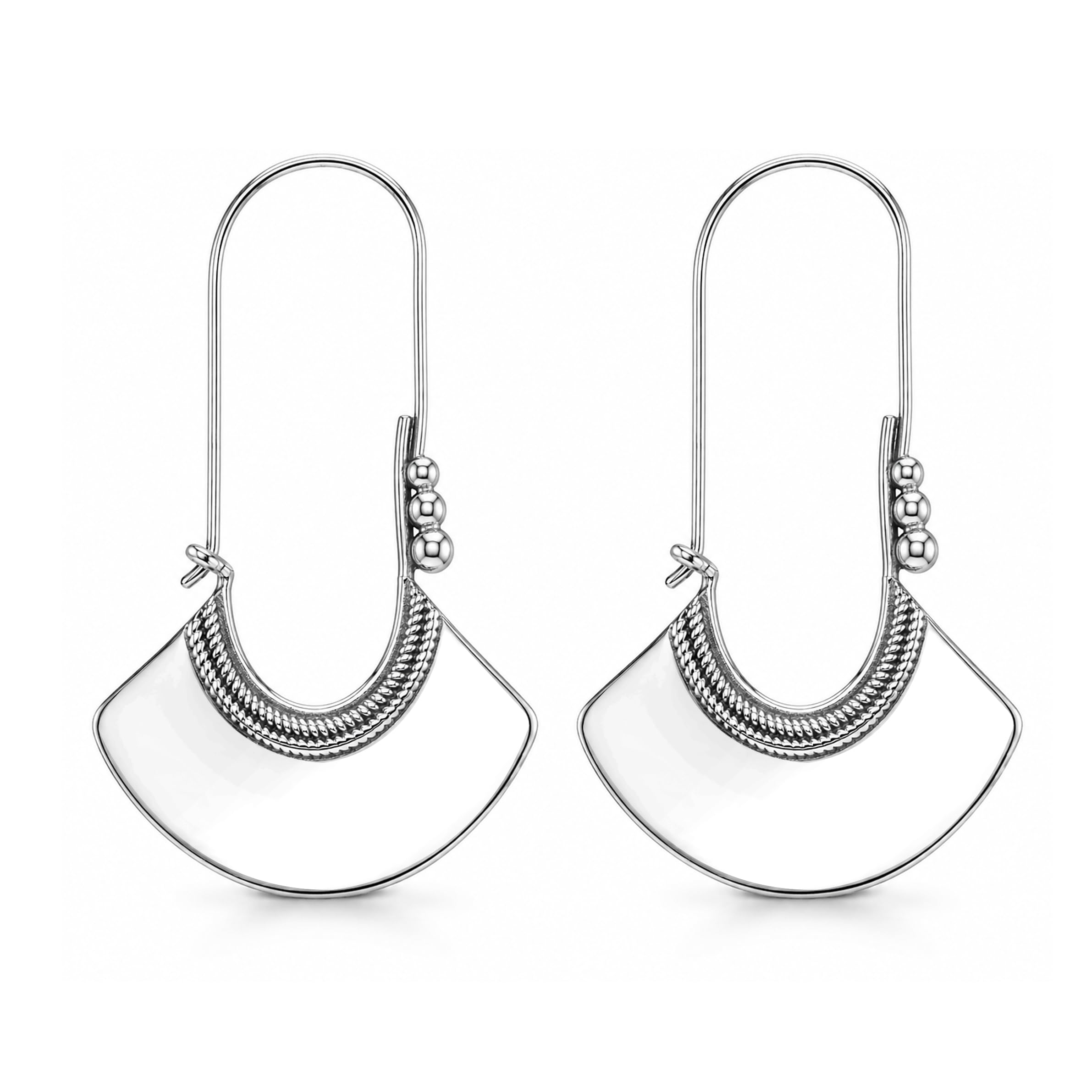 LeCalla 925 Sterling Silver Hammered Earrings for Women | Classic Handmade Textu