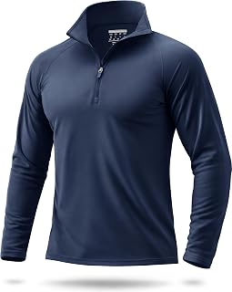 Boladeci Quarter Zip Men Golf Shirt UPF 50+ Long Sleeve Sun Protection | Long Sleeve, Mock Neck,4-way Stretch, Quick Dry, Running, Hiking, Golfing, Camping and Workout
