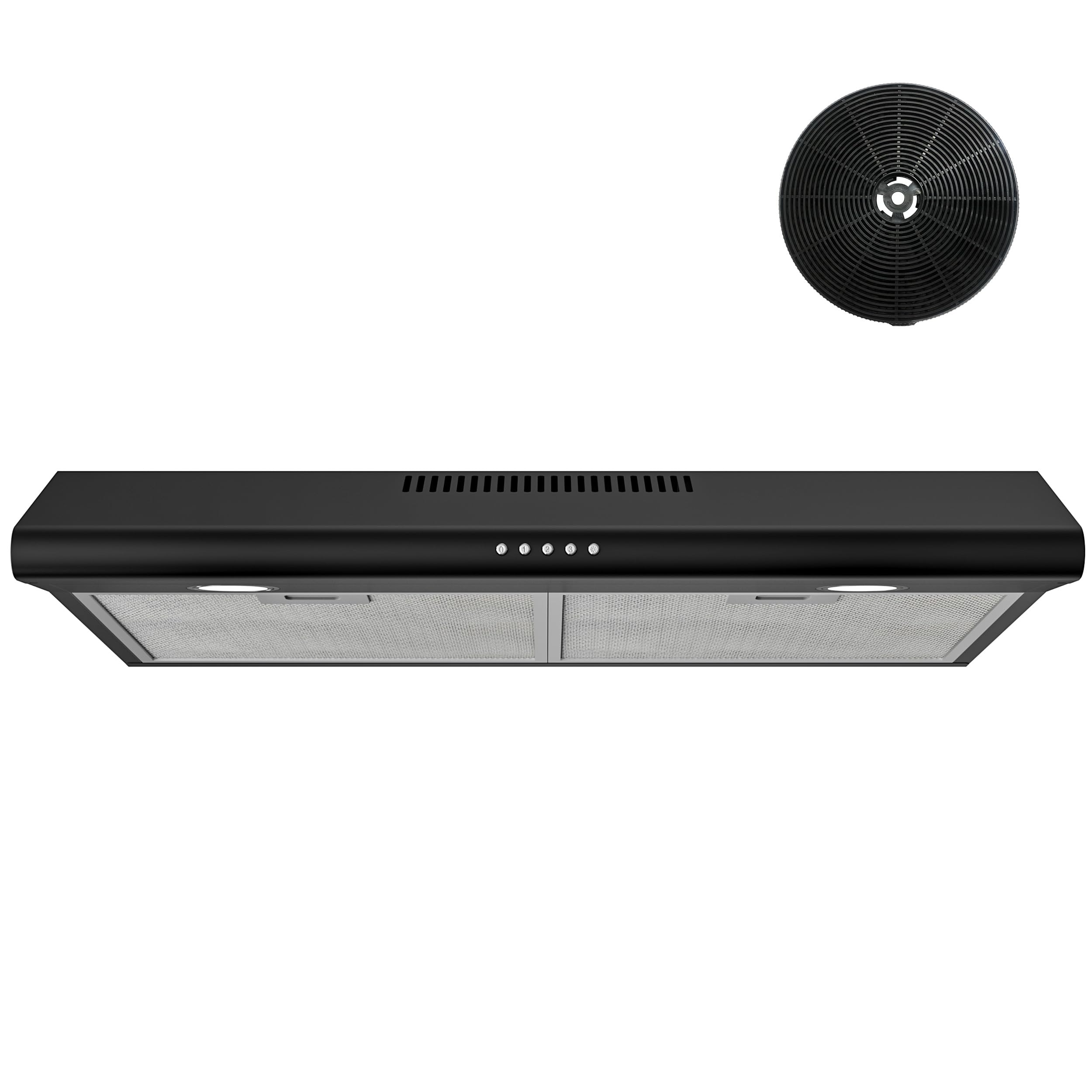 FIREGAS 30 Inch Black Under Cabinet Range Hood, Kitchen Vent Hood | Slim Stainle