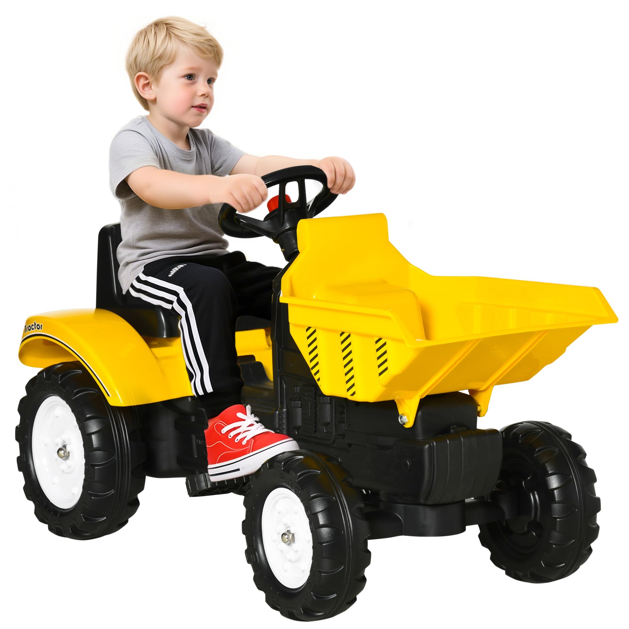 Aosom Ride On Excavator with Manual Control Bucket for Ages 3-6 Yellow | No Powe