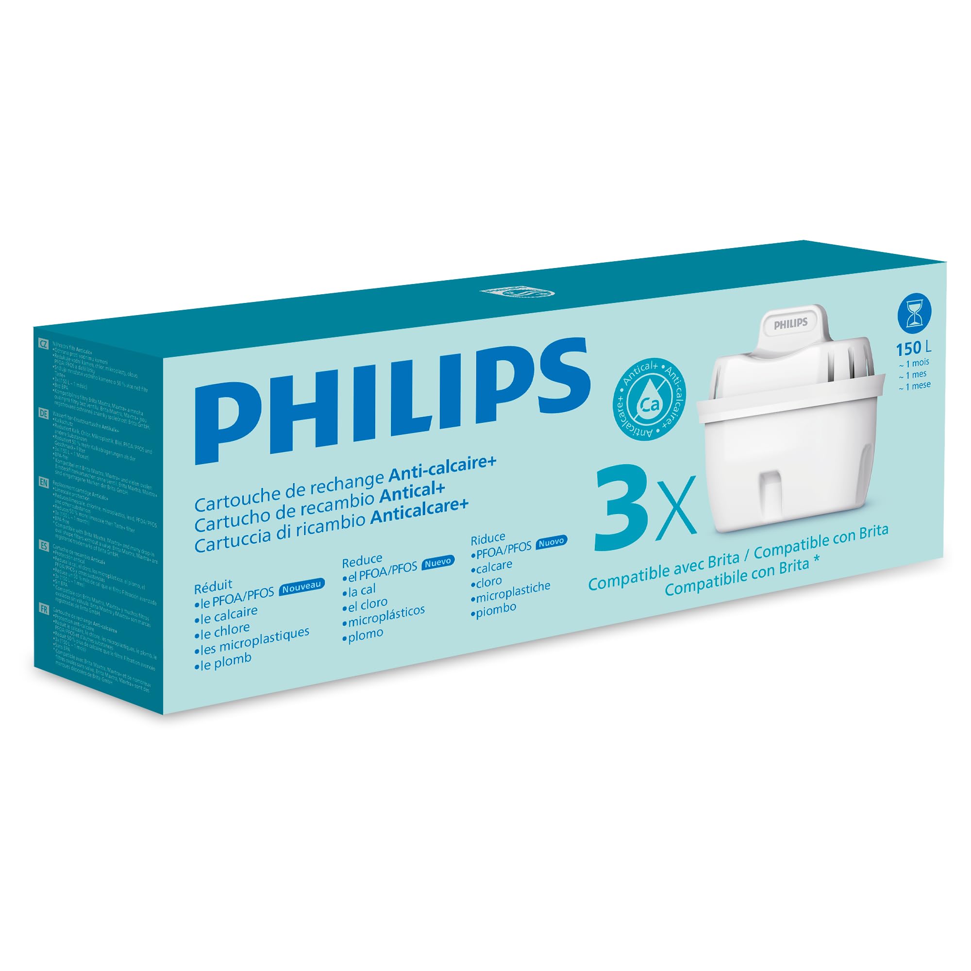 Philips Water Antical+ Replacement Water Filter Cartridges, Pack of 3 Filters, U