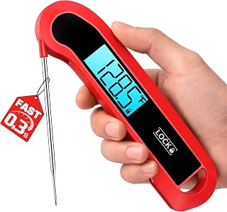 0.3 Sec Instant Read Meat Thermometer Digital for Cooking, Red | ±0.5℉ Precision, Food Thermometer for Grilling, Air Fryer, Smoker, BBQ Essentials, Kitchen Gadgets, Gift for Dad Him