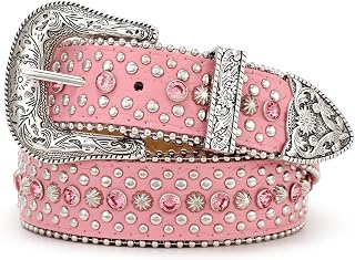 JASGOOD Cintura con strass per donne e uomini Bling borchiata cowboy cowgirl cinture per jeans