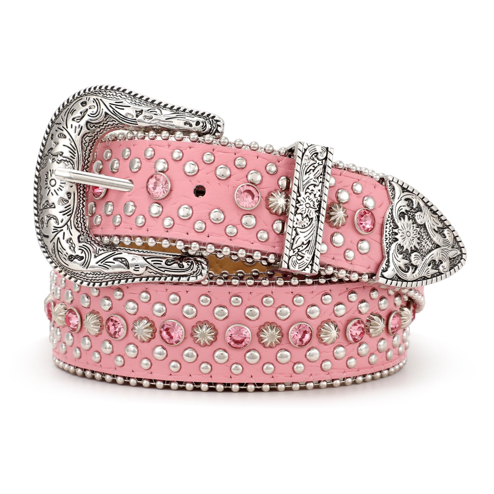 JASGOOD Cintura con strass per donne e uomini Bling borchiata cowboy cowgirl cin