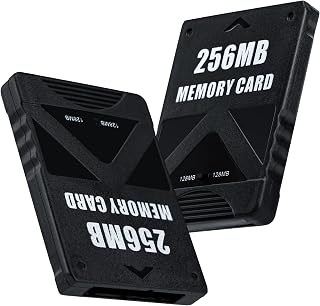Mcbazel 256MB PS2 Memory Card with Two 128MB Banks, for PS2 Slim Console | Game Save Card for PlayStation 2 Memory Card Slot, Front Bank Switch, Plug and Play, Holds Over 100 Game Saves