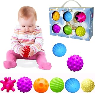 ROHSCE Sensory Balls for Baby, 6 Pack Baby Sensory Toys 6-12 Months | BPA-Free, Plug-Free Squeaky Design, Textured Tactile Play, Infant Toys, Montessori-Style Baby Gift for Toddler 1-3