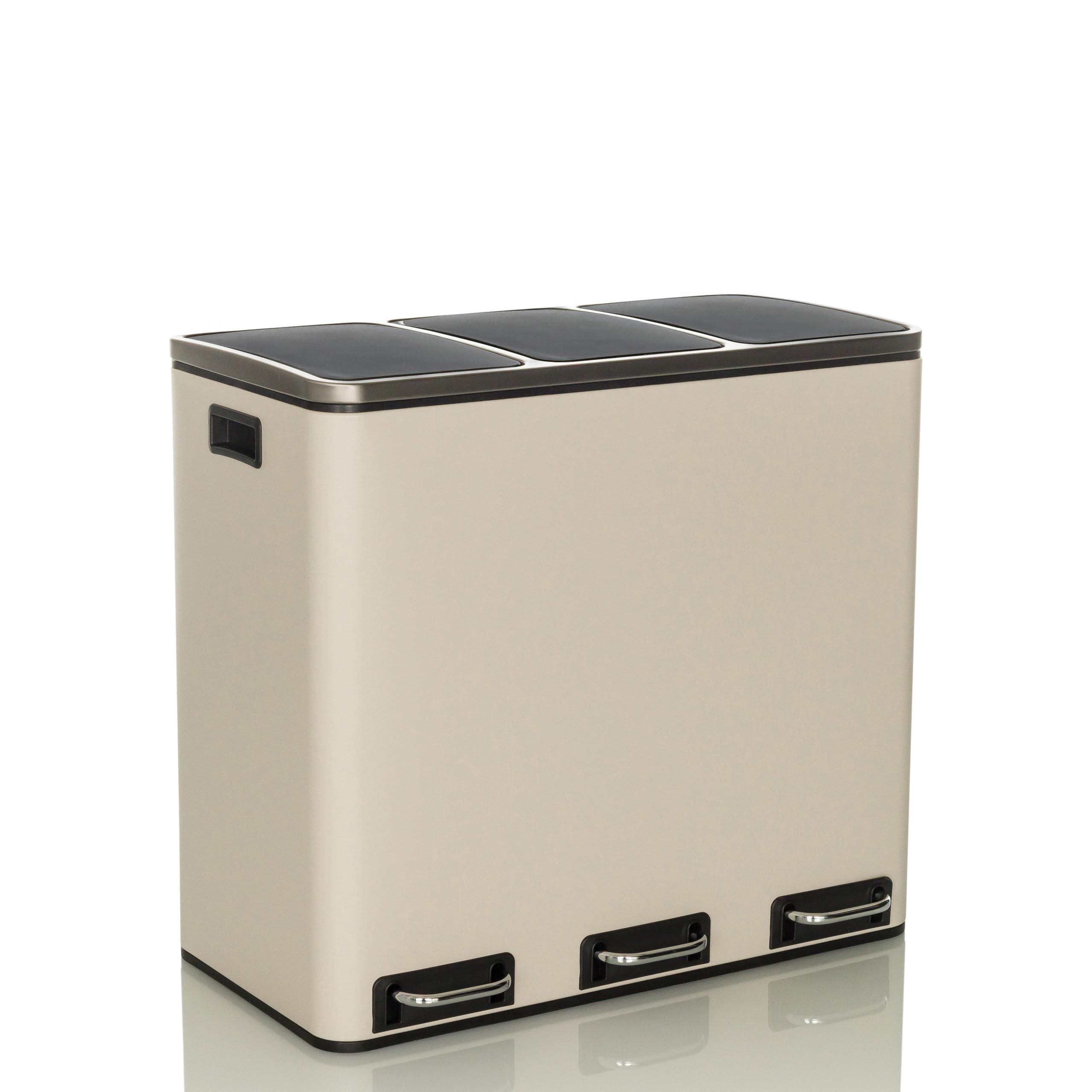 hjh OFFICE Clean IX steel waste bin, Selective sorting system 3 x 18L, Bin with 