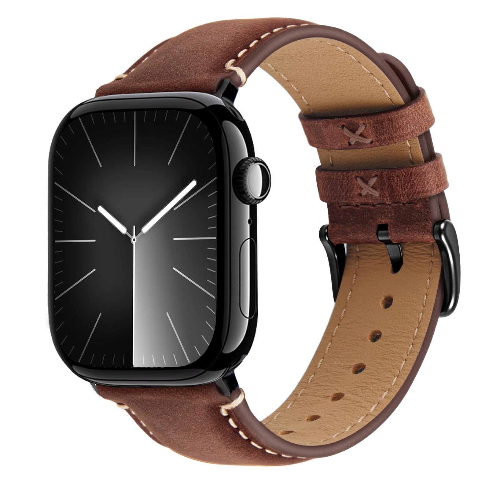 Wristitani Leather Strap Compatible with Apple Watch 44 mm 45 mm 46 mm 42 mm 49 
