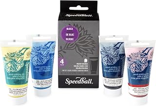 Speedball Water-Soluble Block Printing Ink Set – 4 Bold Colors With Satiny Finish - 1.25 FL OZ Tubes