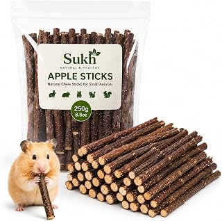 Sukh Natural Organic Apple Sticks - 250g Hamster Chew Toys Hams Rabbit Bunny Gerbil Guinea Pig Squirrel Chinchilla Animal Chew Toys Chew Sticks