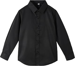 LOLANTA Children's Boys Shirt Plain Long Sleeve Shirt for School and