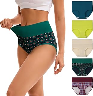 INNERSY Ladies Underwear High Waisted Knickers Womens Full Briefs Pack of 5