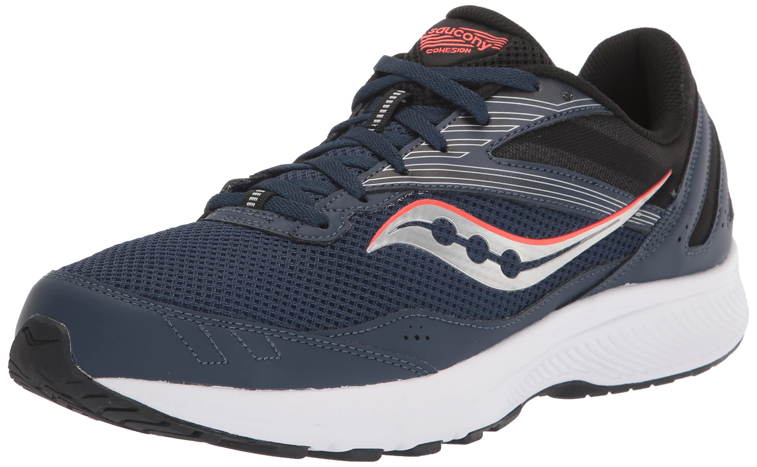Saucony Men's Cohesion 15 Sneaker, Night/Vizi Red,8 Wide