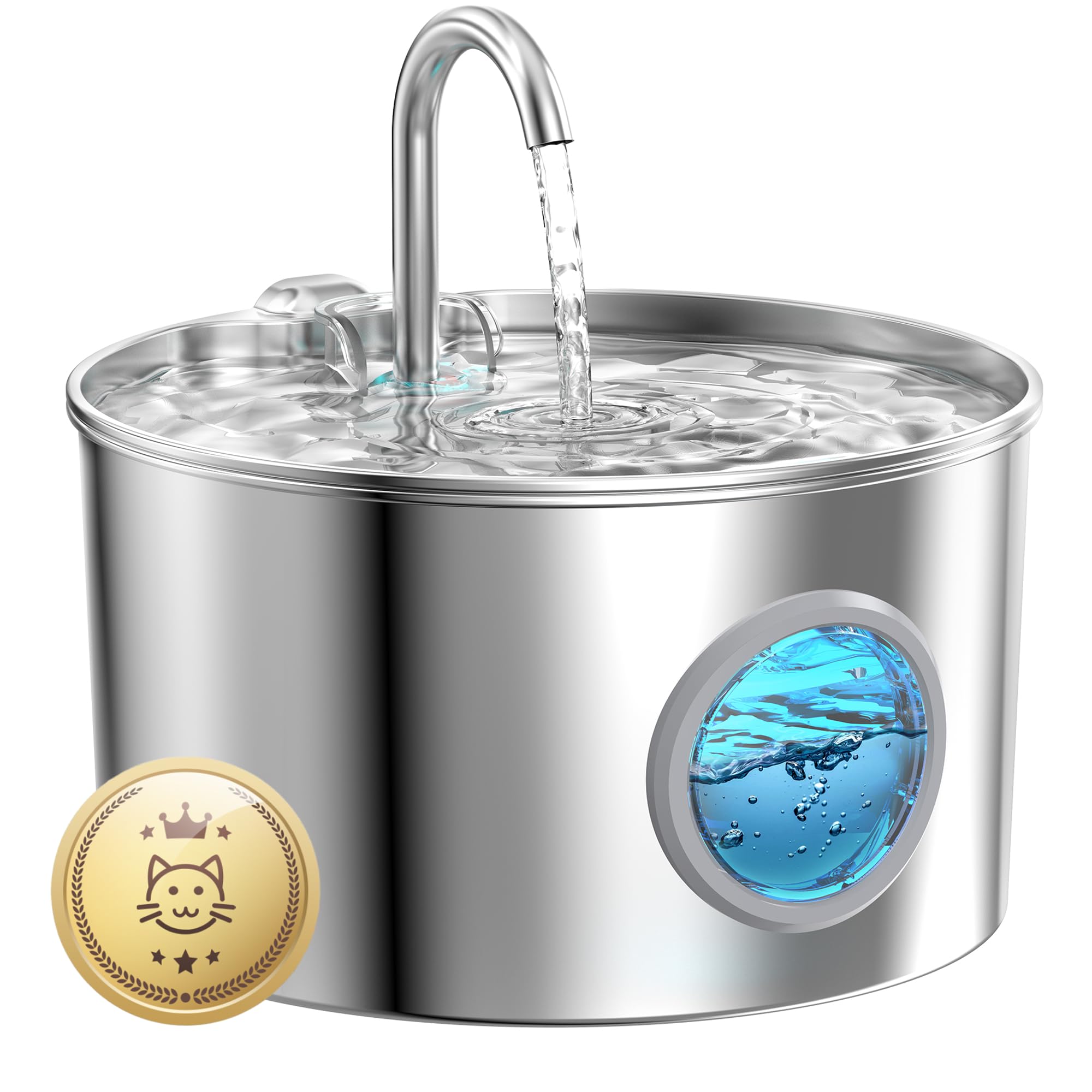 Cat Water Fountain Stainless Steel: 74oz/2.2L Cat Fountain for Drinking | Pet Wa