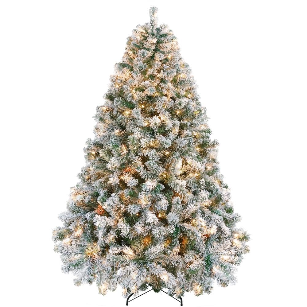 Yaheetech 6ft Pre-Lit Snow Flocked Artificial Christmas Tree, 250 Lights | White