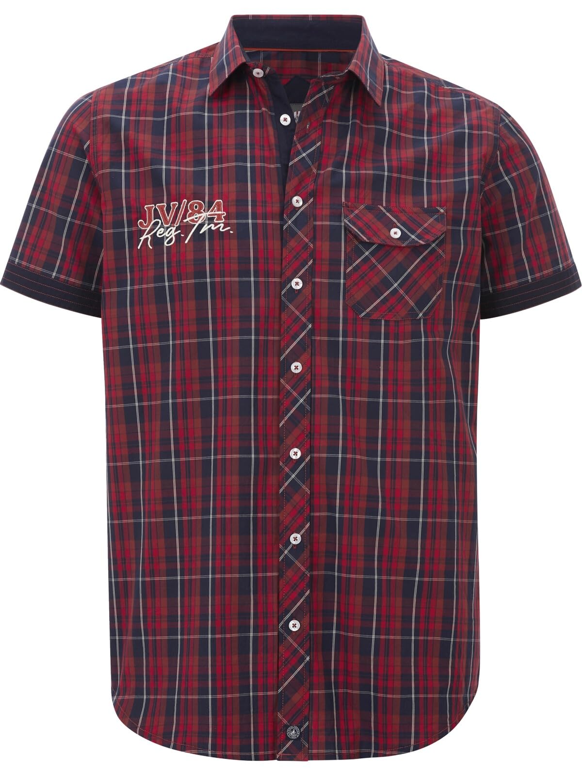 Jan Vanderstorm Emyls Men's Short-Sleeved Checked Shirt Made of High-Quality Cot