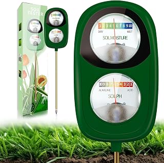 Aenncci Soil Test Kit, 2-in-1 Soil Moisture Meter, Soil pH Tester, Large Dual Dial Soil Meter for Plants, Garden Soil, Lawn, Farm, Outdoor & Indoor Use-Glossy Green