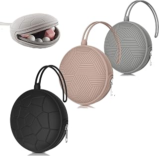 Smlpuame 3 Pack Pacifier Holder Case,Silicone Portable Pacifier Cover Pouch Bag for Diaper Bags Baby Carriage,Pacifier Storage Container Box,Easy to Clean,(Blush+Black+Grey)