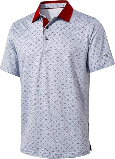 M MAELREG Golf Shirts for Men Dry Fit Short Sleeve Print Performance Moisture Wicking Polo Shirt