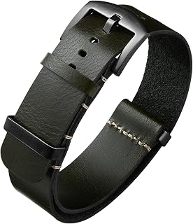 BINLUN Bracelets de Montres en Cuir Remplacement Bracelet pour Montre en Cuir Huilé Crazy Horse 18mm 19mm 20mm 21mm 22mm 24mm Bracelets en Une Seule Pièce pour Homme et Femme avec Boucle Argent/Noir