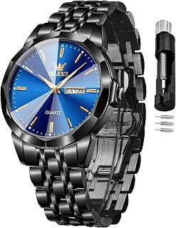 OLEVS Montres pour hommes Robe à quartz analogique Montre d'affaires Date Acier inoxydable Classique Luxe Casual Lumineux Étanche Montres Bracelet Homme