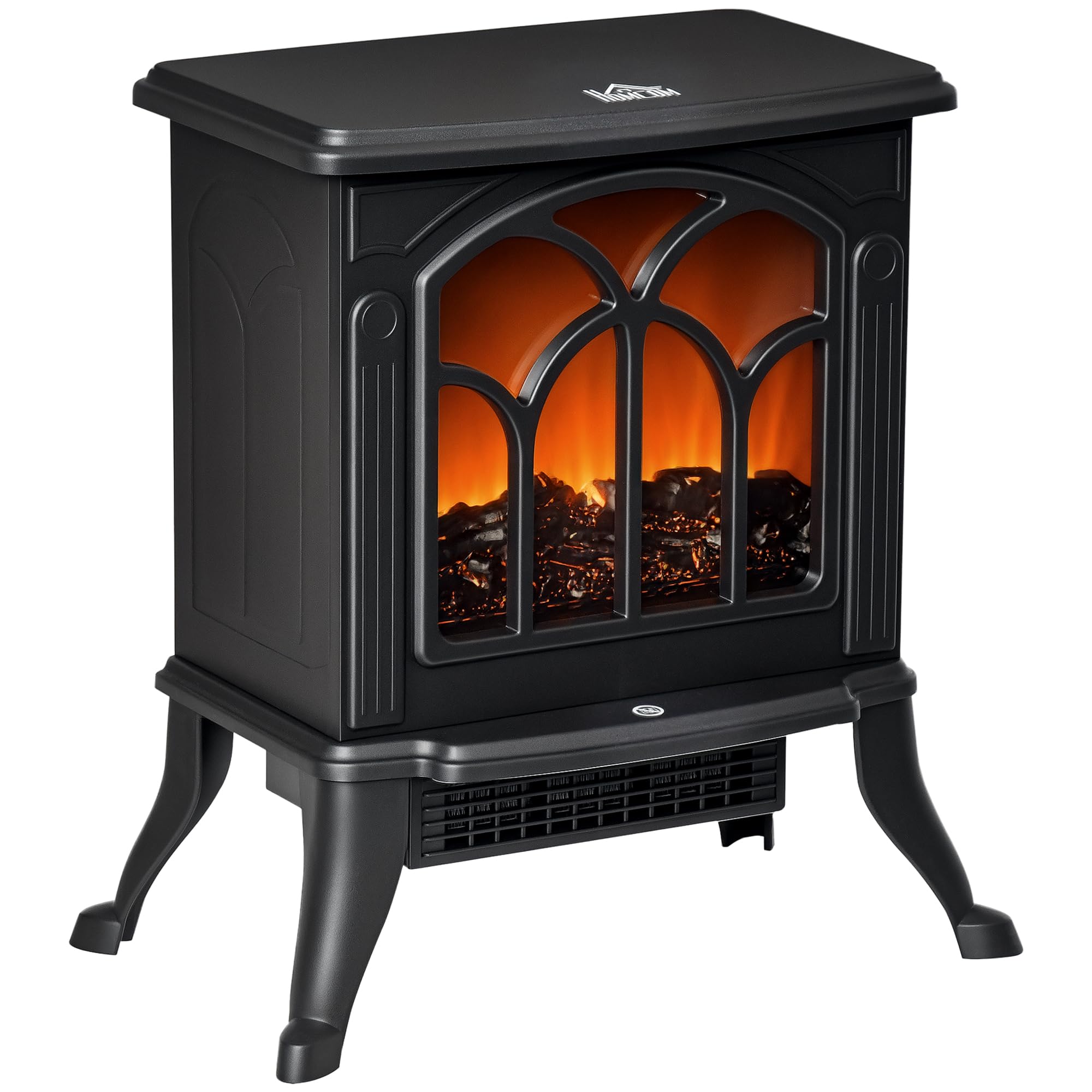 HOMCOM 17" Freestanding Electric Fireplace Stove Heater 750W/1500W Black | Reali