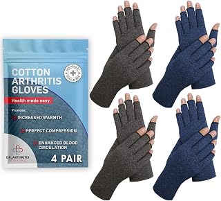 Doctor Developed Compression Gloves for Men Women & Doctor Handbook - Cotton-Made Compression Gloves for Arthritis and Hand Pain - Open Finger Raynauds Gloves