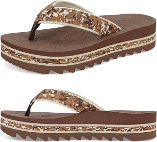 ONCAI Flip Flops for Women, Fashion Printed Platform Sandals Woman with Arch Support Yoga Mat Cushion, Lightweight Summer Beach Outdoor Chunky Non-Slip Rubber Soles US Size 5-11