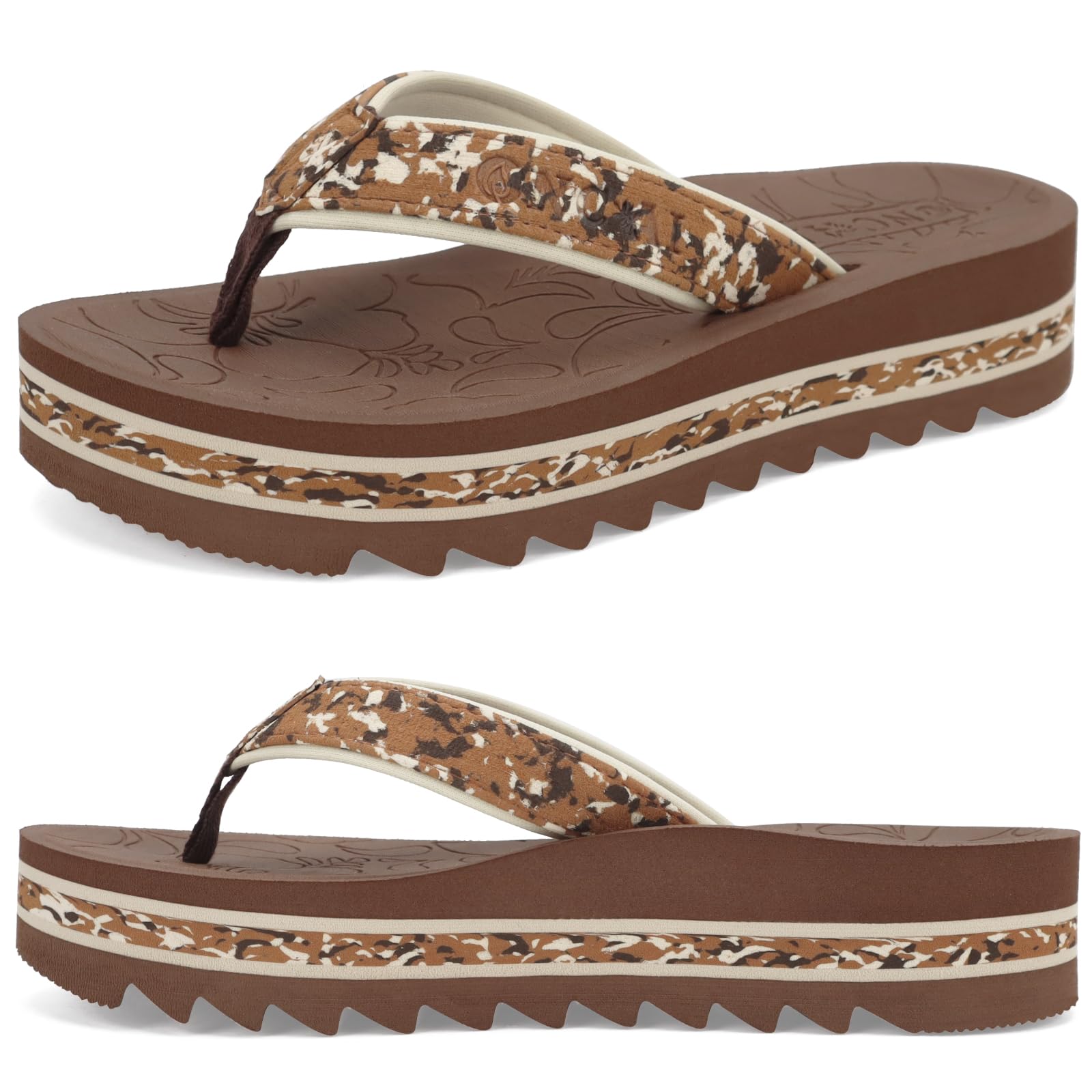 ONCAI Flip Flops for Women, Fashion Printed Platform Sandals Woman with Arch Sup