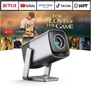 [Compatible with Netflix & TOF Real-time Focus]Mini Projector with WiFi and Bluetooth, 3000 ANSI Native 1080P Projector, Keystone, 210° Rotatable Stand for Home Presentation Boards, Display Booths