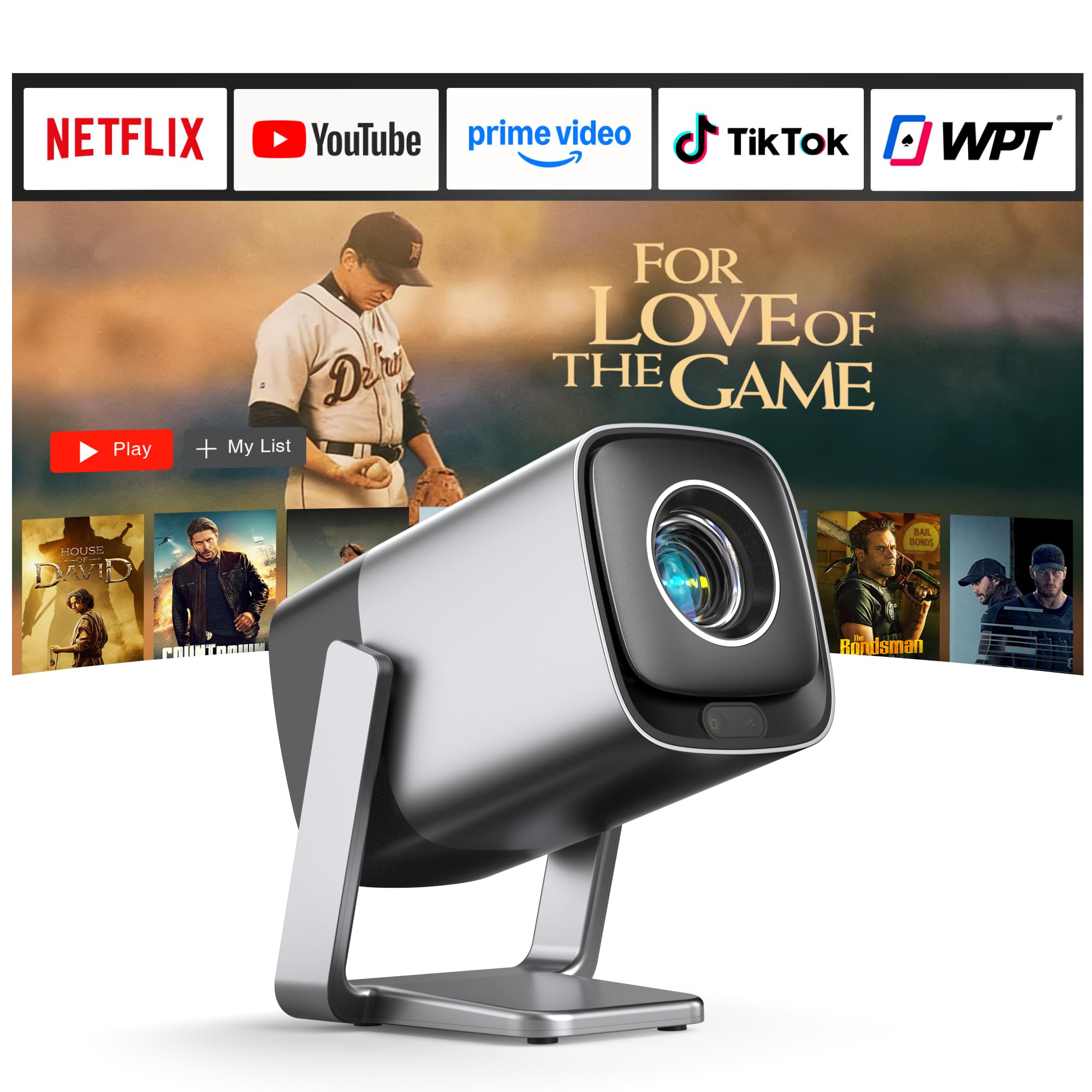 [Compatible with Netflix & TOF Real-time Focus]Mini Projector with WiFi and Blue