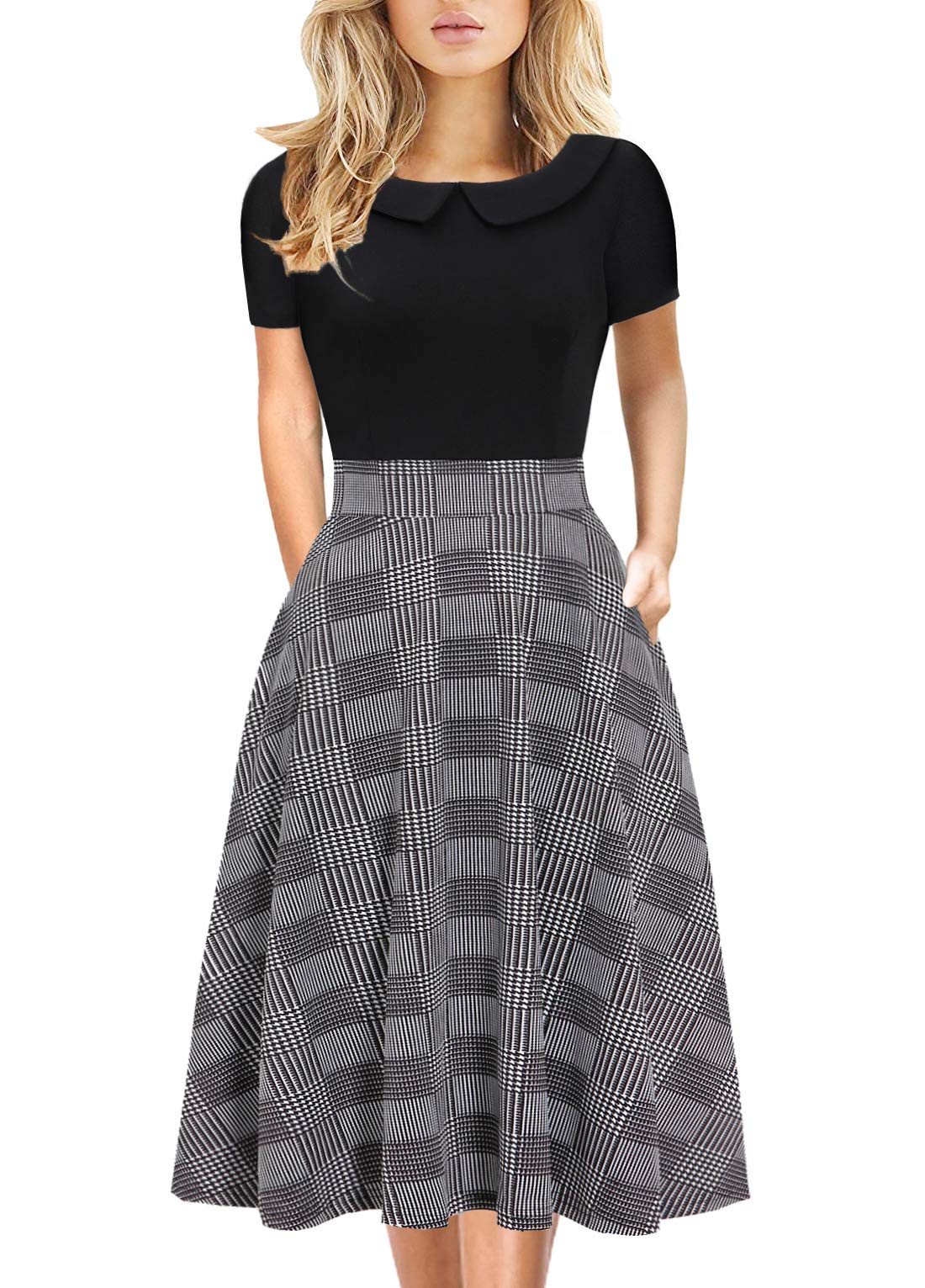 A Line Work Dresses for Women Elegant Vintage Dress Casual Floral Print Party Pe