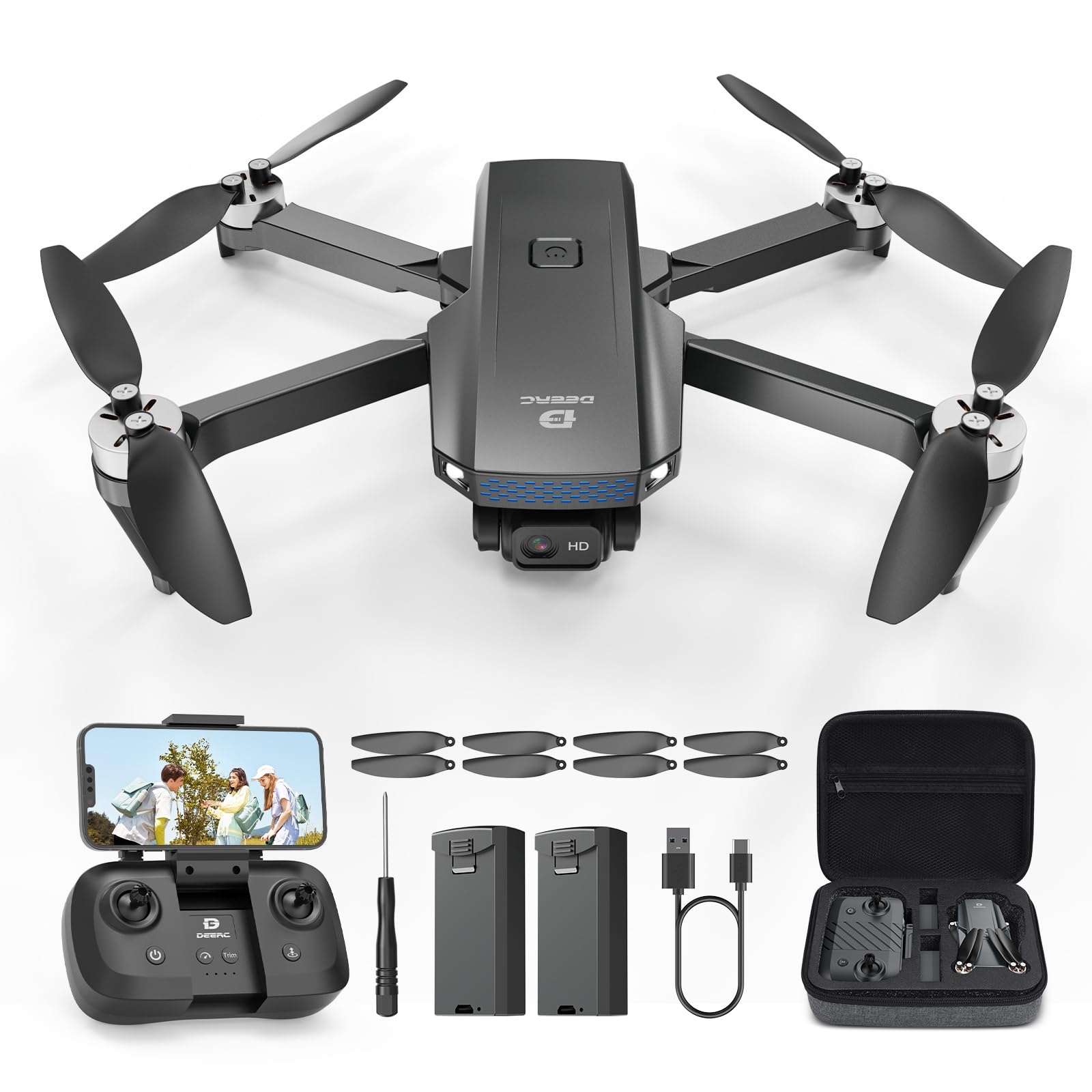 DEERC D20S 1080P Camera Drone with Brushless Motors, 2 Batteries | 1080P Camera;
