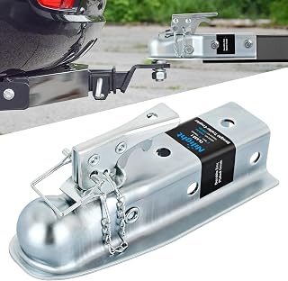 Nilight Straight Trailer Coupler fits 2-Inch Hitch Ball, 2-1/2-Inch Channel | With security latch &amp; chain, 3500Lbs capacity for Utility Cargo Trailer Station Wagon